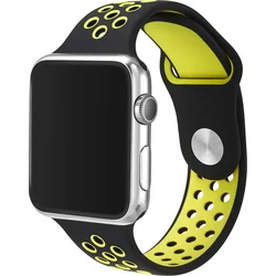 Tactical Double Silikonový Pásek pro Apple Watch 1/2/3 38mm Black/Yellow - černo žlutý