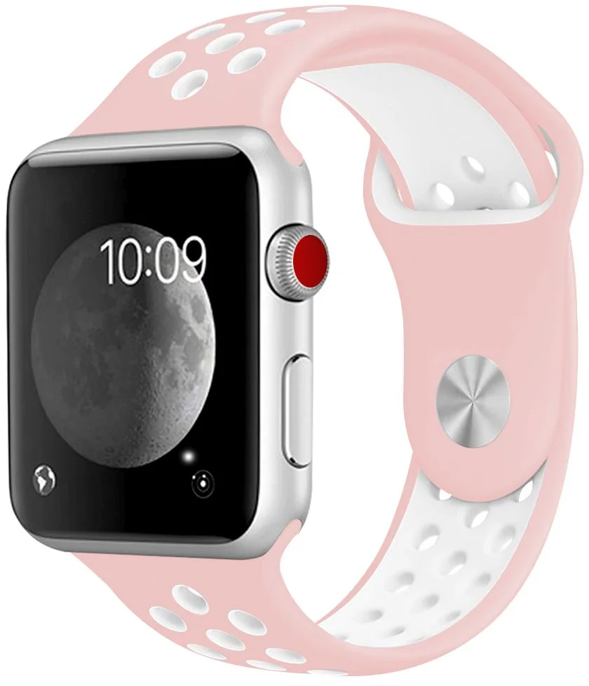 Tactical Double silikónový remienok pre Apple Watch 1/2/3 38mm Pink/White - ružovo biely 2445329