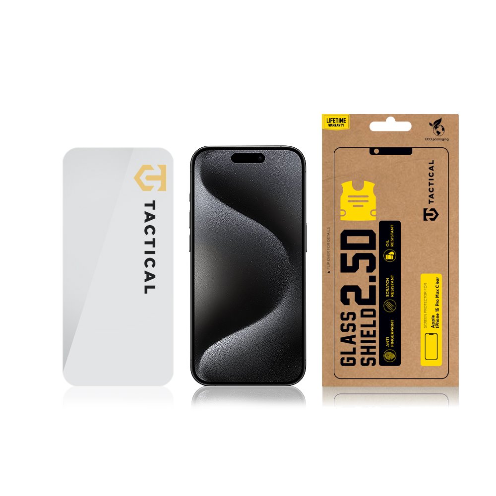 Tactical Glass Shield 2.5D sklo pro Apple iPhone 15 Pro Clear