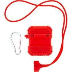 Tactical Silikonové Pouzdro vč. Karabiny pro Apple Airpods Red - červený