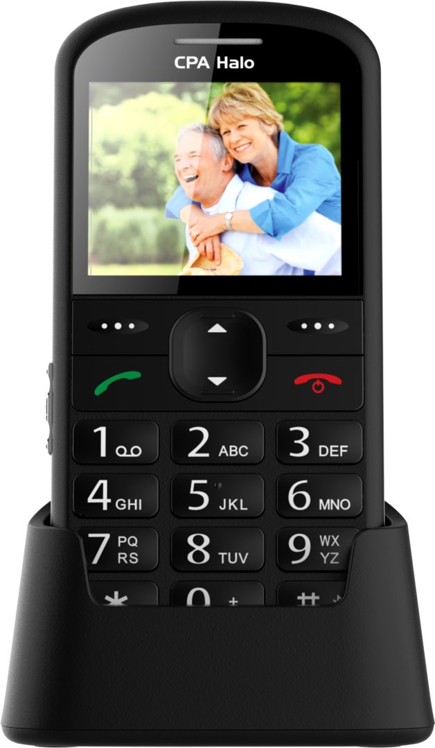 Telefon CPA Halo 21 Senior černý s nabíjecím stojánkem