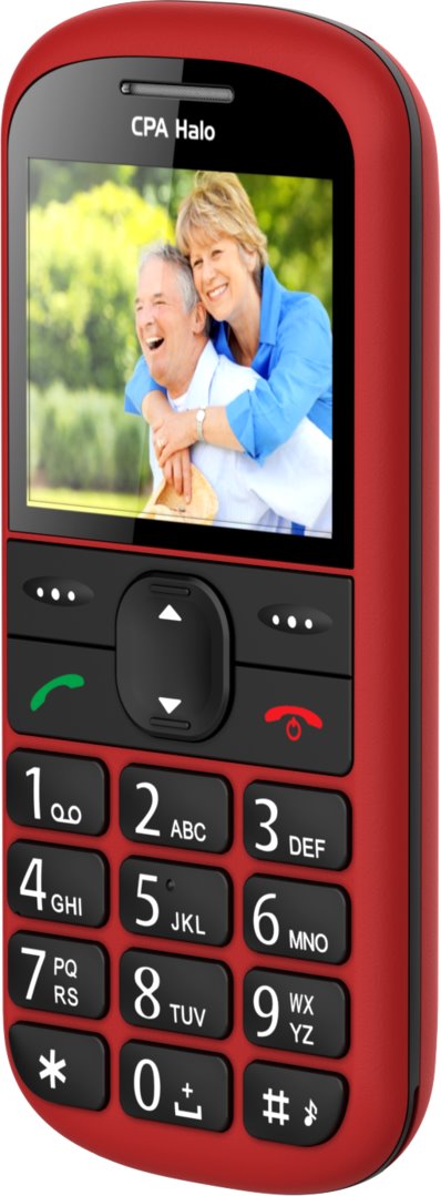 Telefon CPA Halo 21 Senior červený s nabíjecím stojánkem