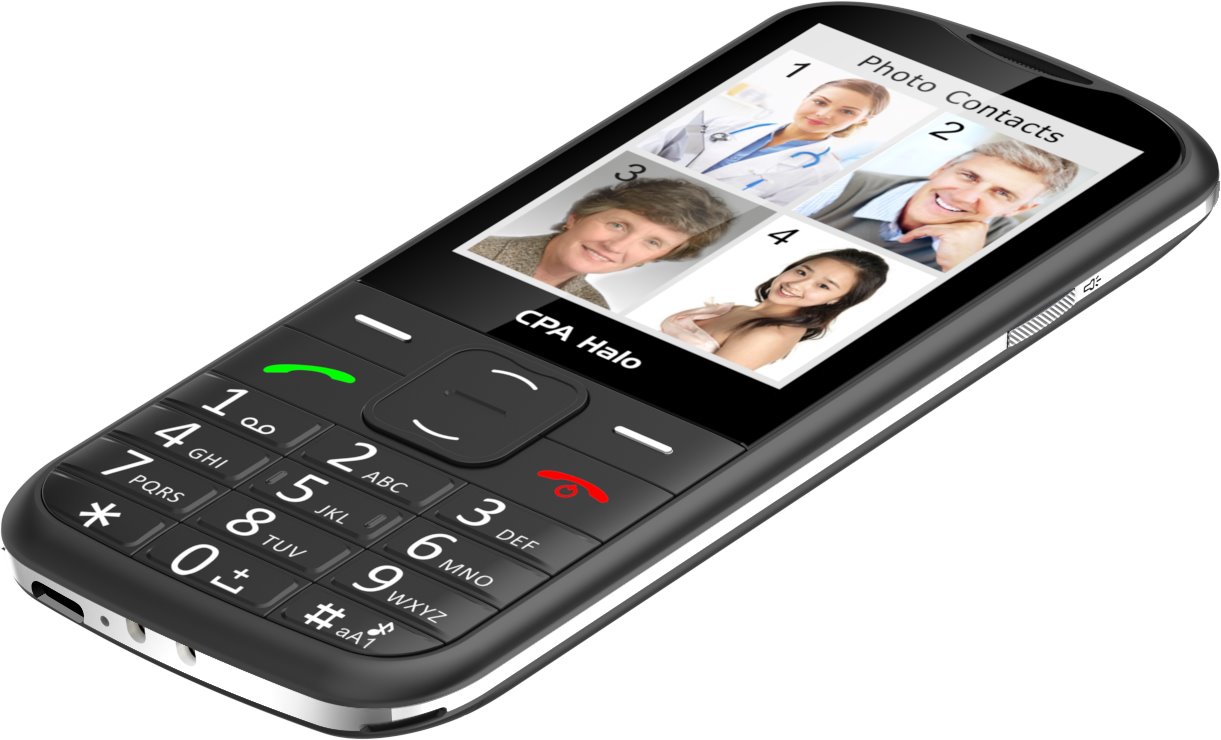 Telefon CPA Halo 28 Senior černý s nabíjecím stojánkem