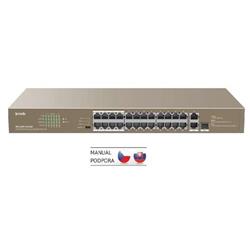 Tenda TEF1126P-24-410W PoE AF / AT switch - 24x PoE 100 Mb/s + 2x Uplink 1Gb/s RJ45/SFP,PoE+ 370W