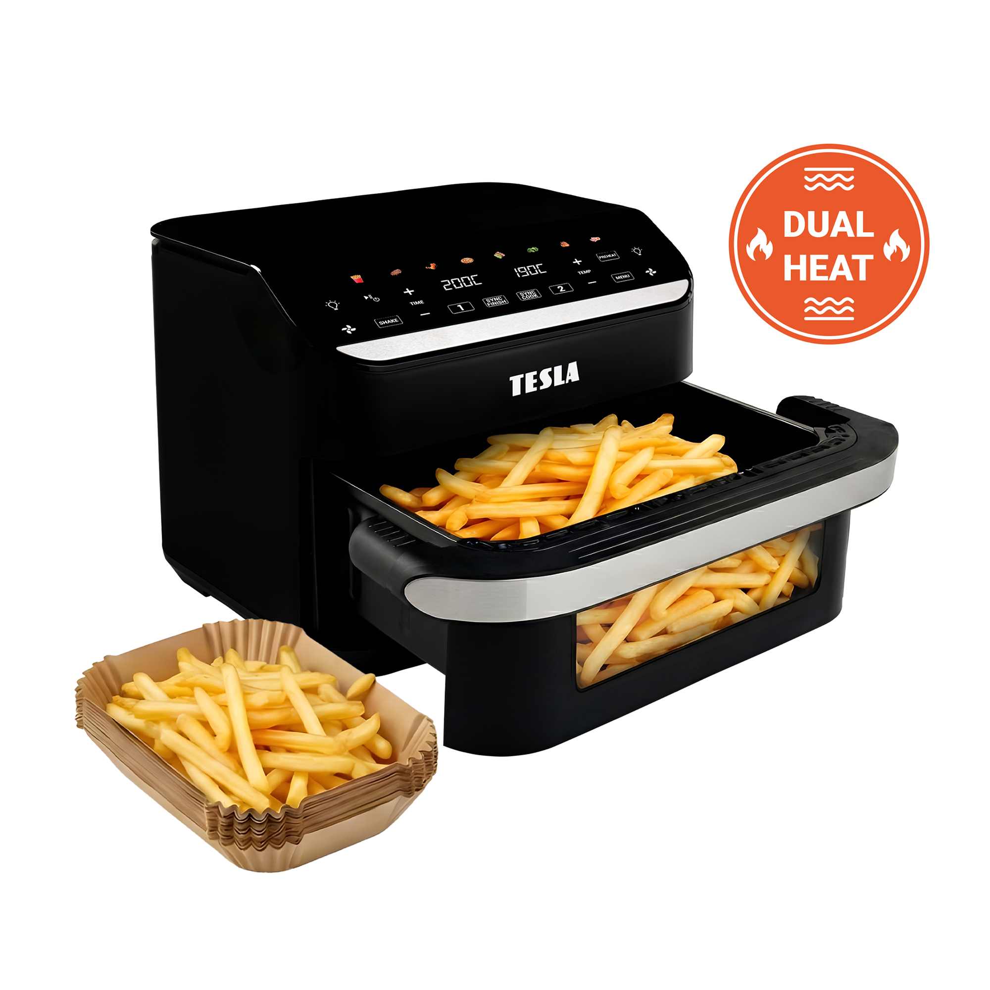 TESLA AirCook DualHeat QD575 XXL duální horkovzdušná fritéza