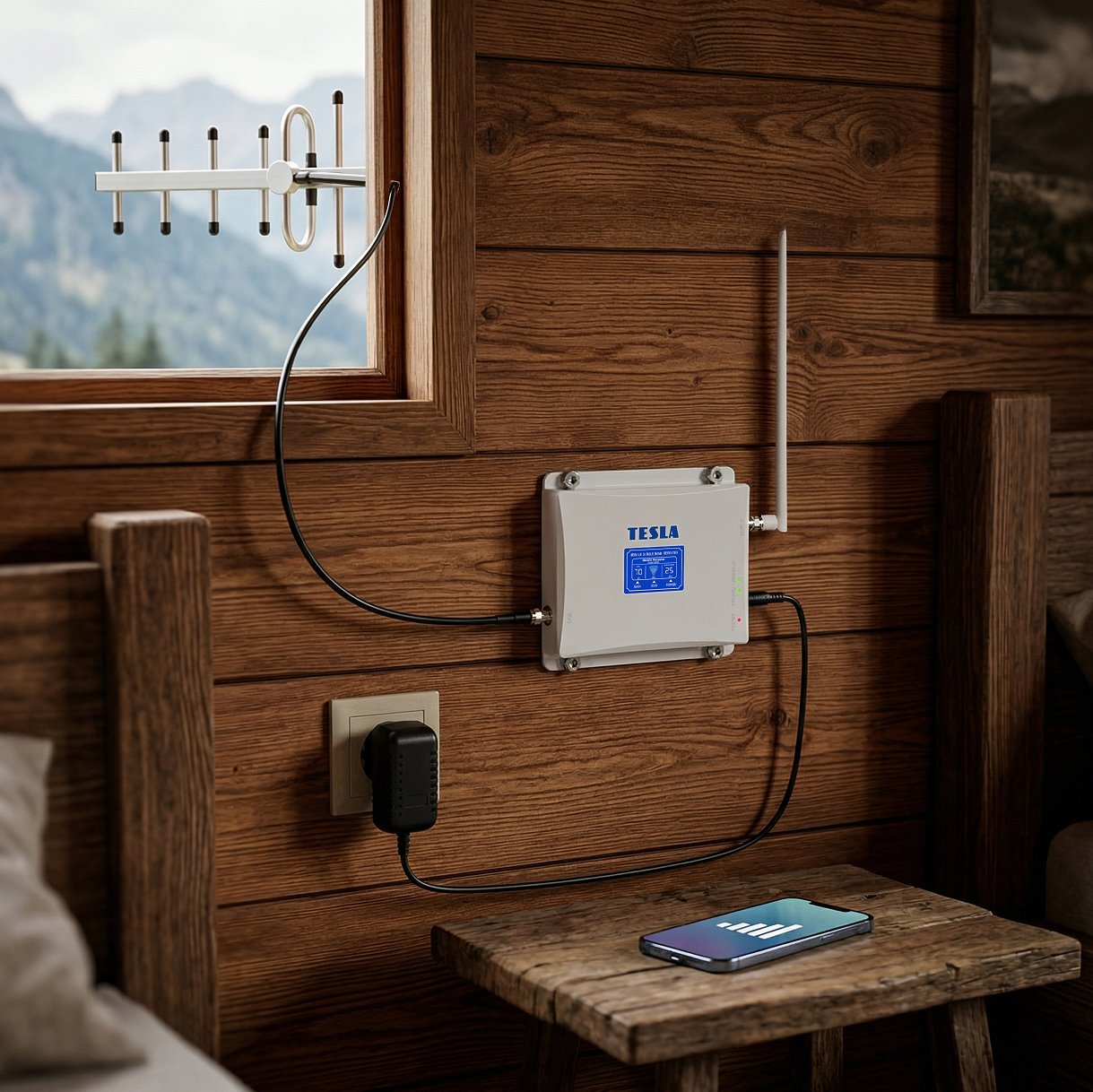 TESLA GSM-01, zesilovač/opakovač GSM signálu (900 Mhz) - sada