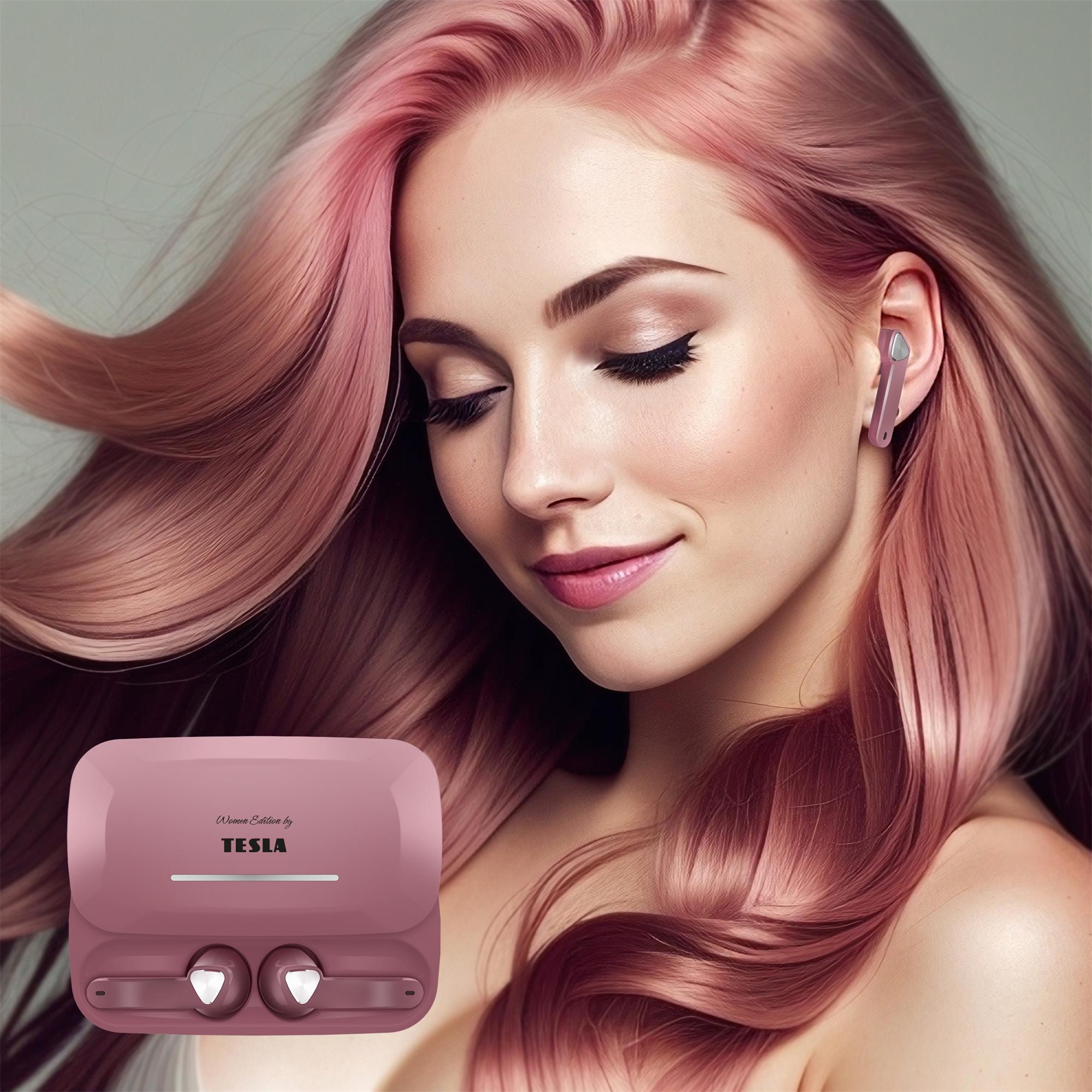TESLA Sound EB20 bezdrátová Bluetooth sluchátka (Pearl Pink)