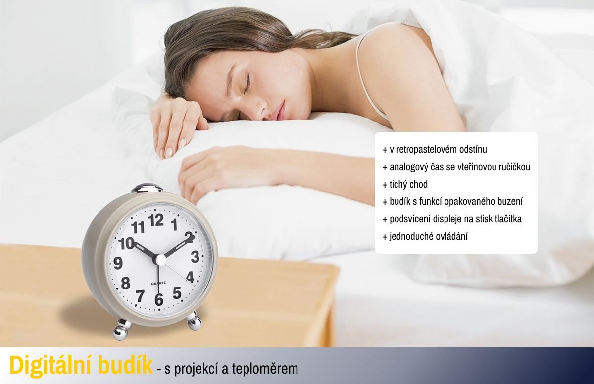 TFA analógový budík 60.1030.09 - béžový TFA60.1030.09