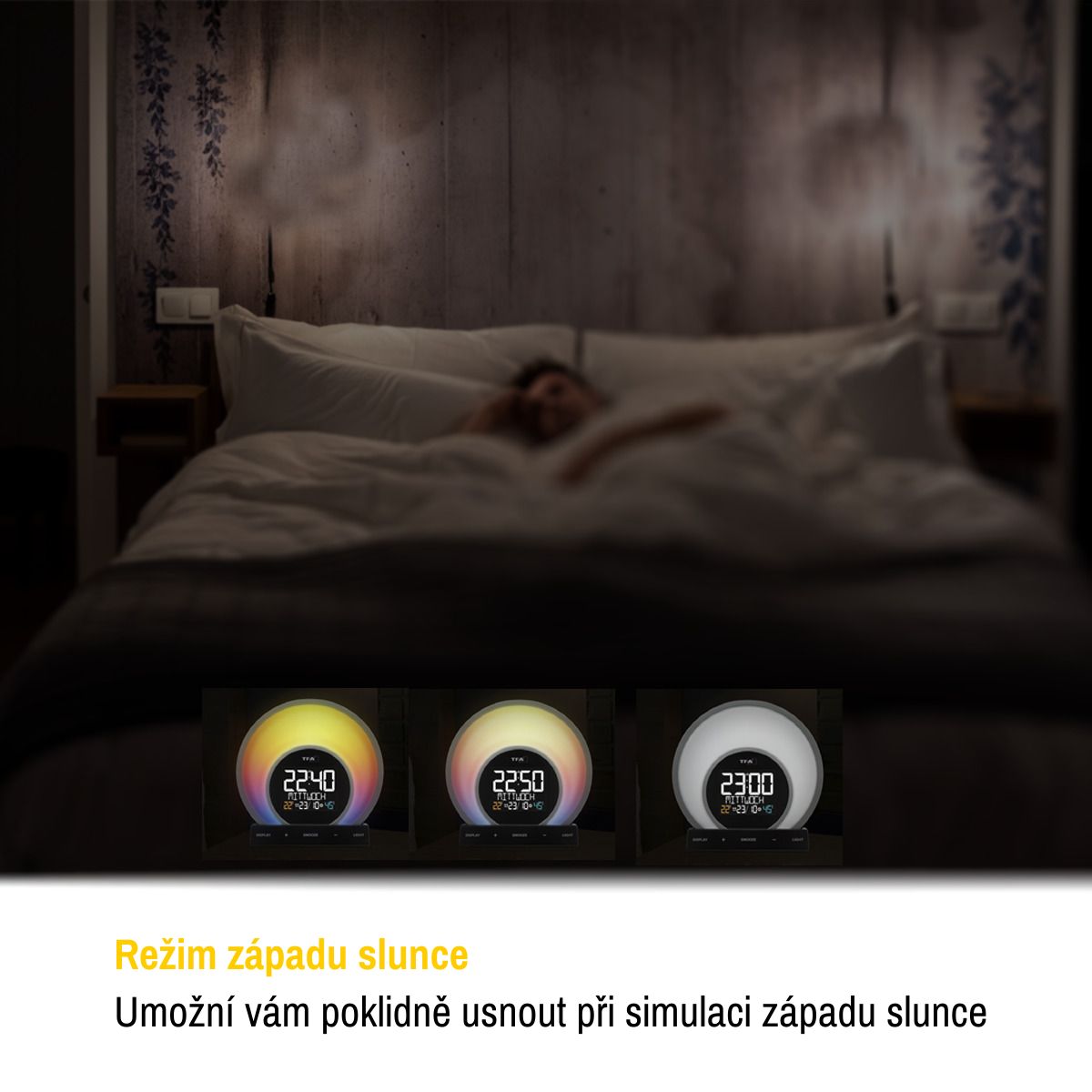 TFA Digitálny budík s farebným podsvietením, teplotou a vlhkosťou SOLUNA TFA60.2026.01
