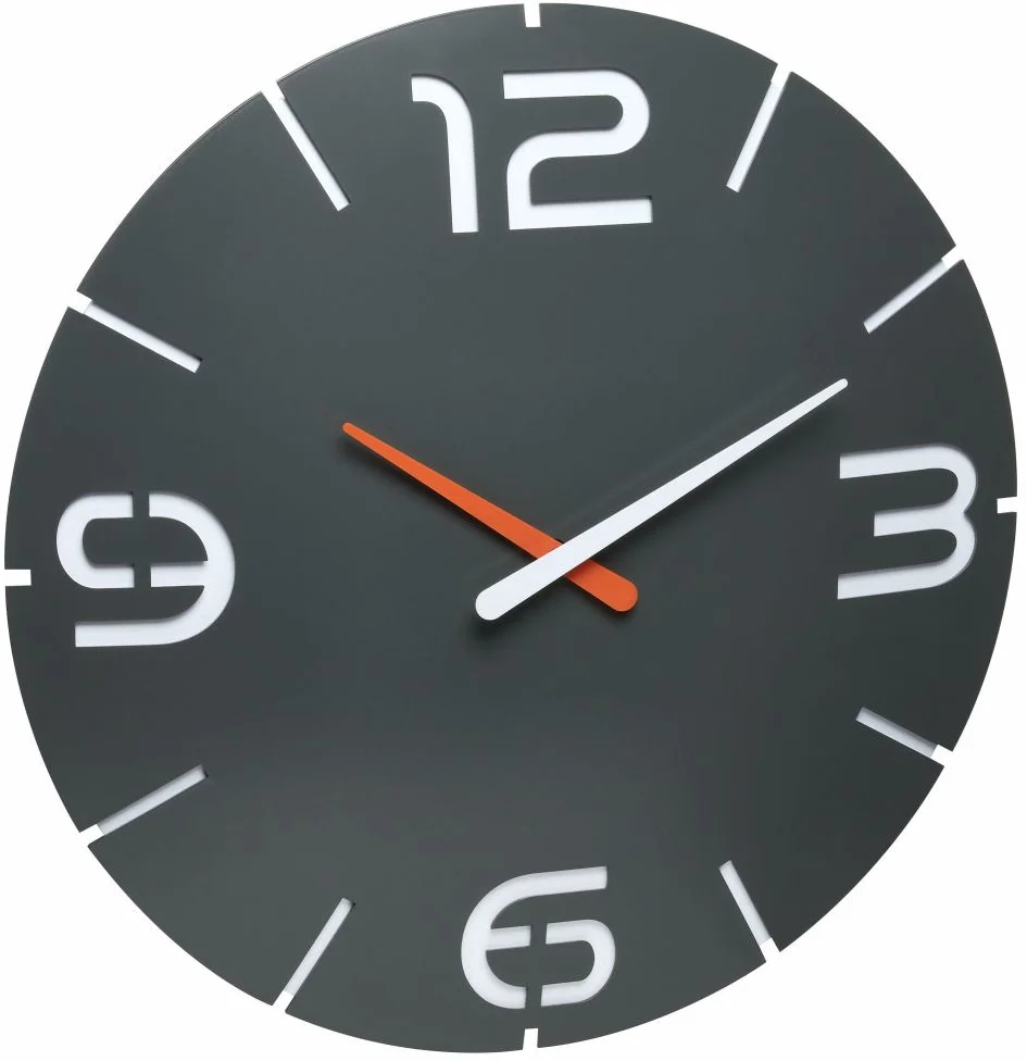 TFA nástenné hodiny s rádiovo riadeným časom 60.3536.10 CONTOUR - čierne TFA60.3536.10