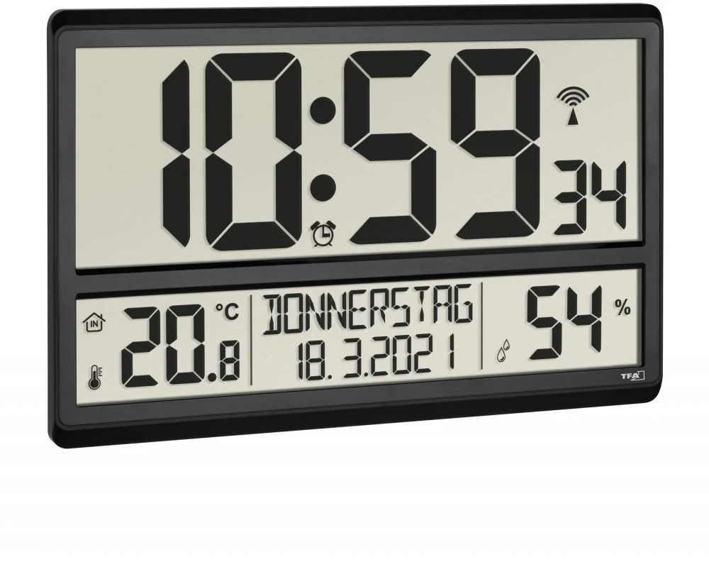 TFA Nástenné hodiny s vnútornou teplotou a vlhkosťou TFA60.4520.01