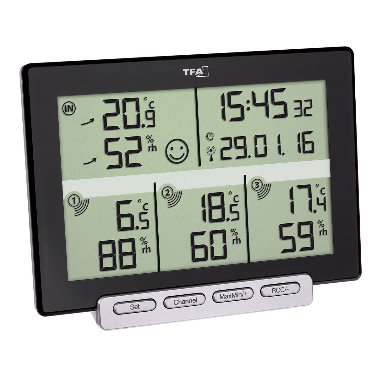 TFA Teplomer a vlhkomer s 3 bezdrôtovými senzory 30.3057.01 MULTI-SENSE TFA30.3057.01