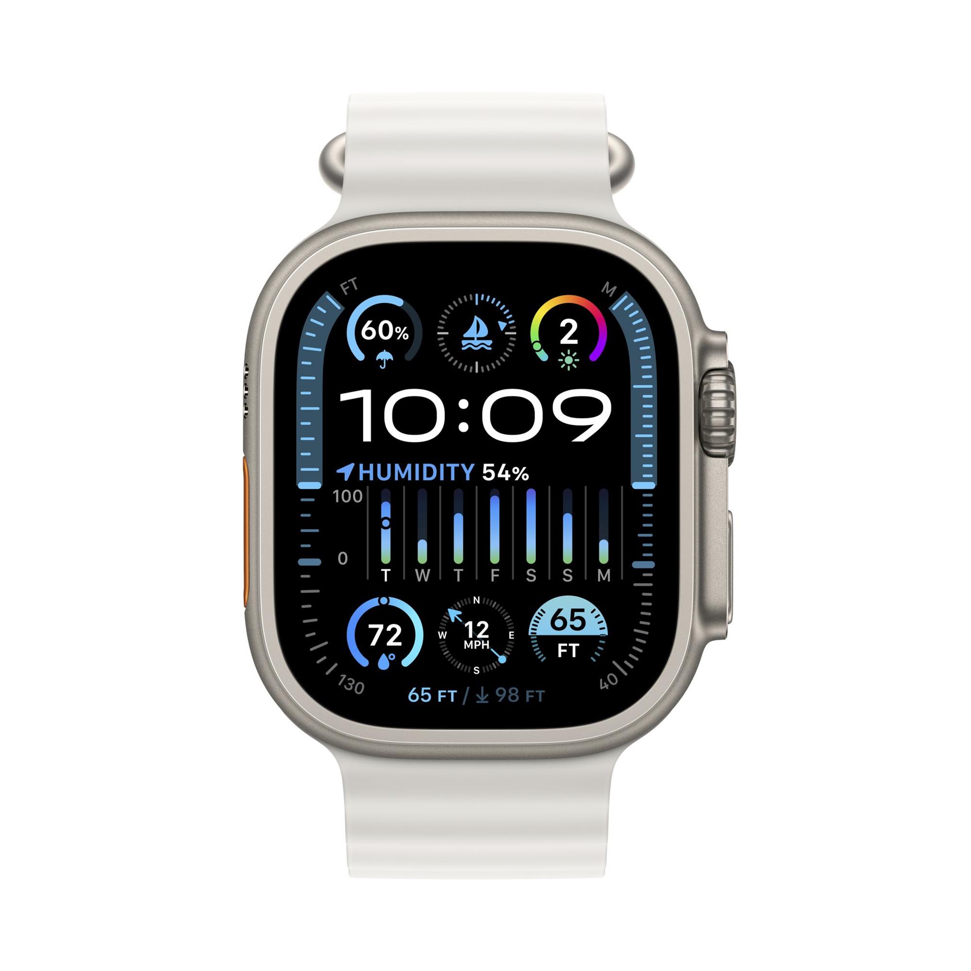 Titánové puzdro Apple Watch Ultra 2 49 mm s bielym oceánskym remienkom