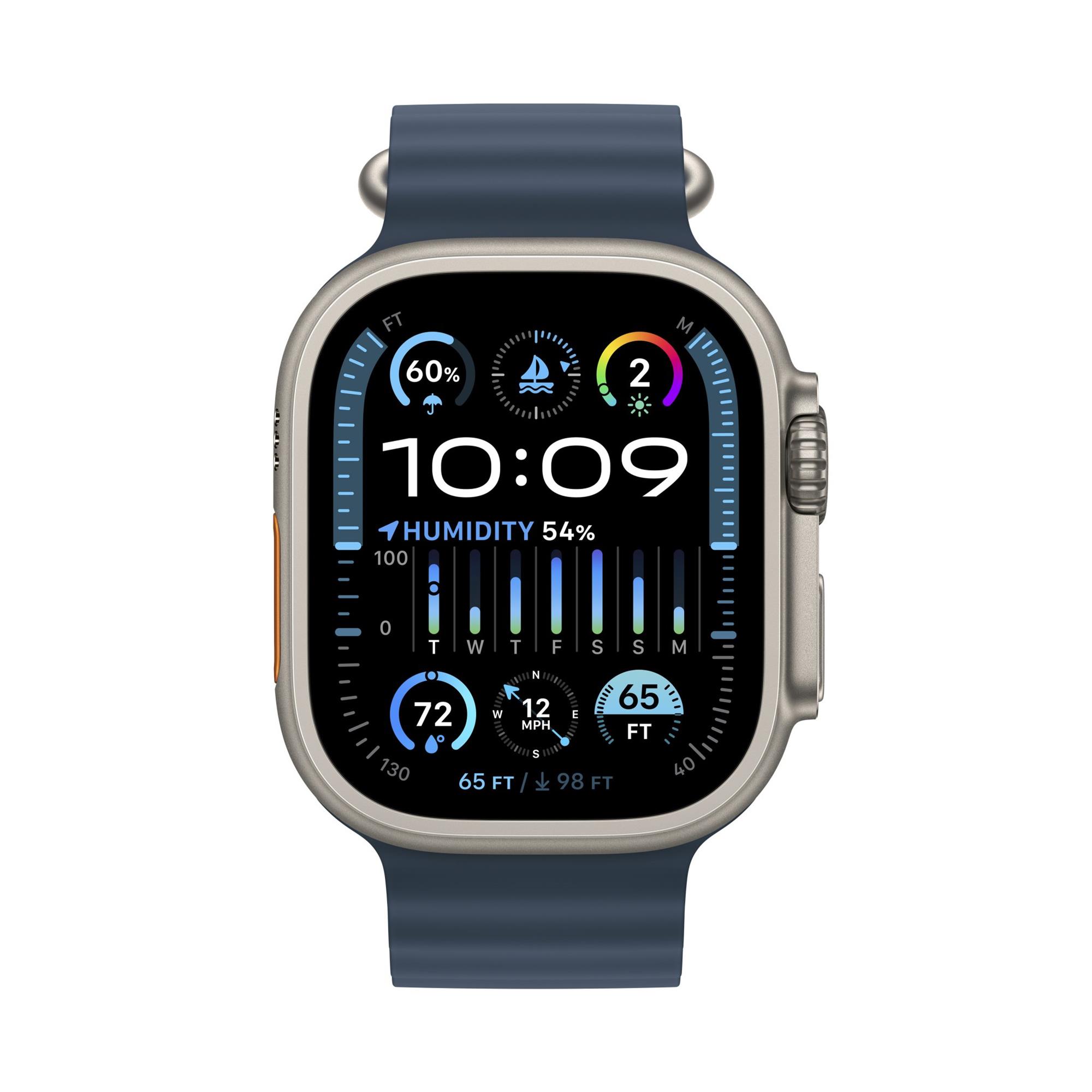 Titánové puzdro Apple Watch Ultra 2 49 mm s oceánsky modrým remienkom