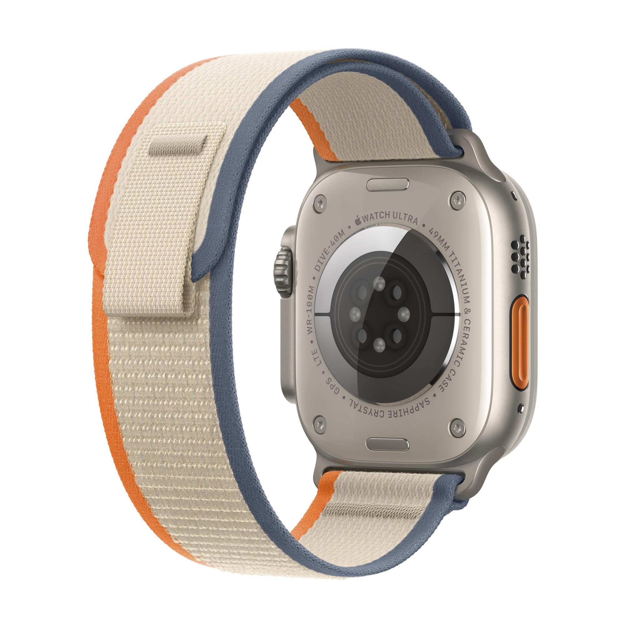 Titánové puzdro Apple Watch Ultra 2 49 mm s oranžovým a béžovým ťahom - M/L
