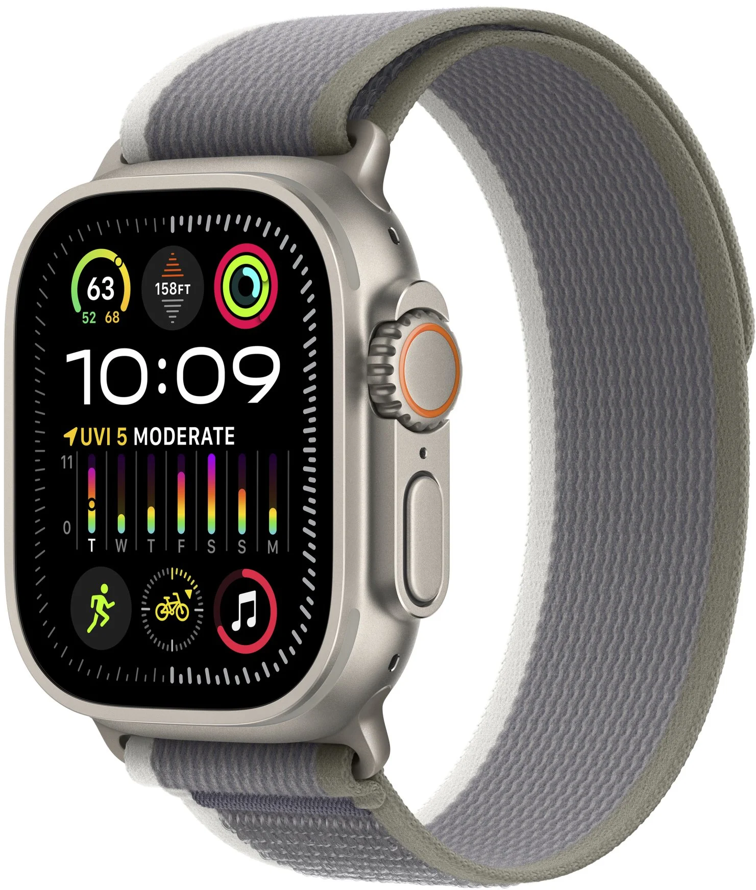 Titánové puzdro Apple Watch Ultra 2 49 mm so zeleno-šedým ťahom - S/M