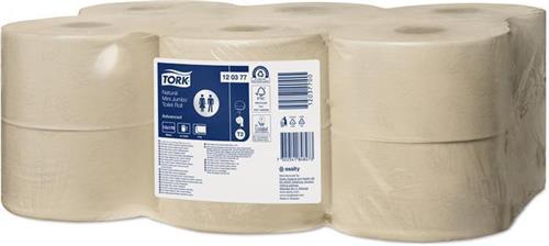 TORK Toaletní papír "Mini Jumbo", přírodní, systém T2, 2 vrstvý, průměr 19 cm, Advanced