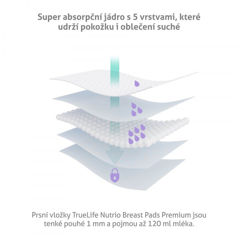 TrueLife Nutrio prsné vložky Premium, 100 ks