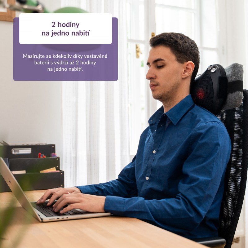 TrueLife RelaxBack B3 Charge - masážny vankúš s dobíjacou batériou