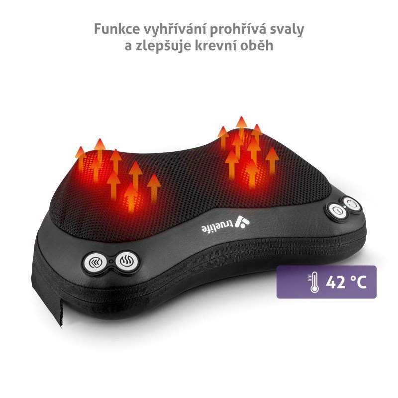 TrueLife RelaxBack B3 Charge - masážny vankúš s dobíjacou batériou