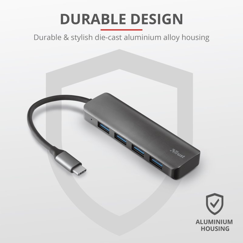 Trust Halyx Aluminium USB-C - 4-Port USB-A 3.2 Hub