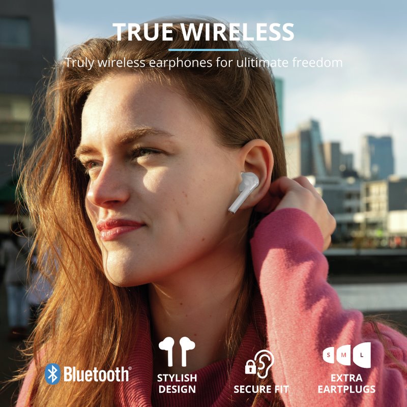 Trust Nika Touch Bluetooth Wireless Earphones, biela 23705