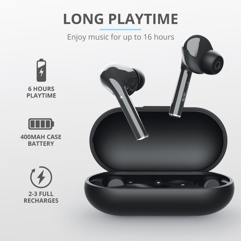 Trust Nika Touch Bluetooth Wireless Earphones, černá