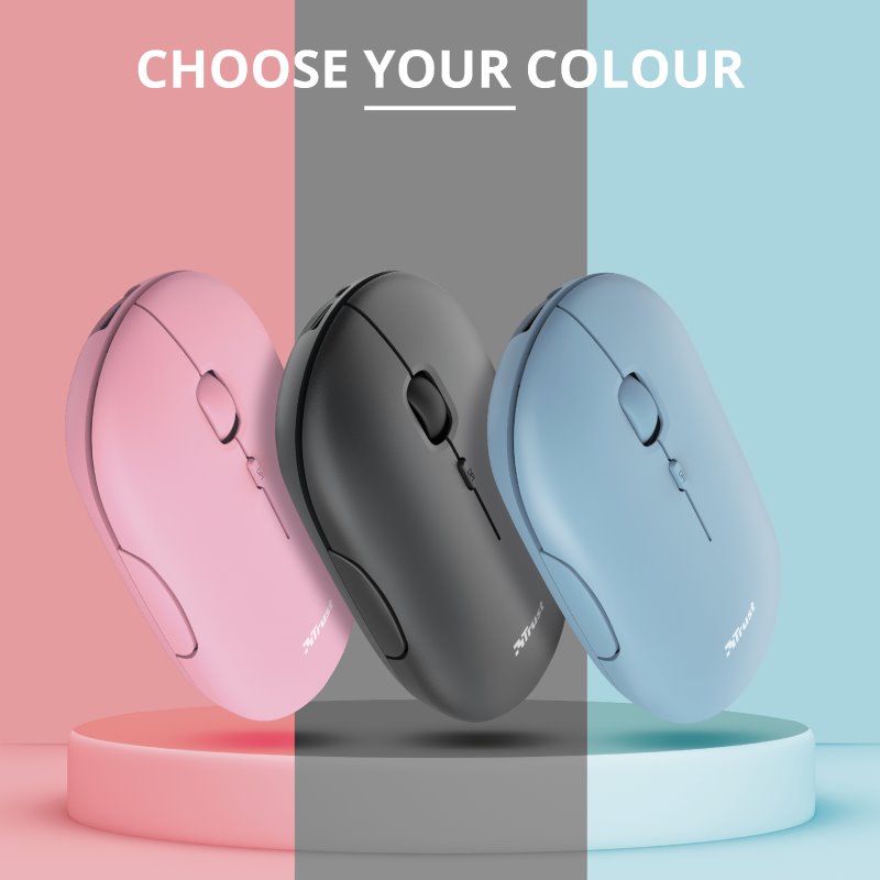 Trust Puck Rechargeable Bluetooth Wireless Mouse, ružová 24125