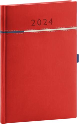 Týdenní diář Tomy 2024, červeno-modrý, 15 × 21 cm