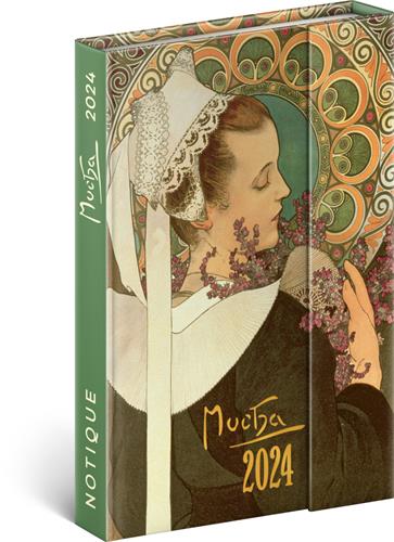 Týdenní magnetický diář Alfons Mucha 2024, 11 × 16 cm