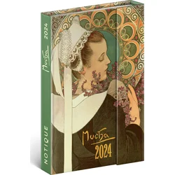 Týždenný magnetický diár Alfons Mucha 2024, 11 × 16 cm