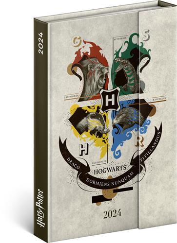 Týždenný magnetický diár Harry Potter 2024, 11 × 16 cm