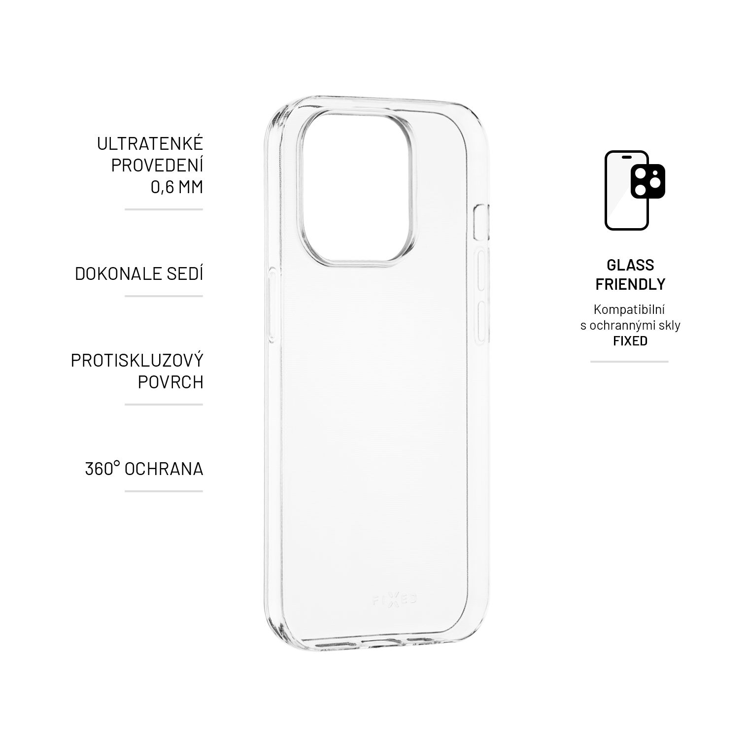 Ultratenké TPU gelové pouzdro FIXED Skin pro Apple iPhone 14 Pro, 0,6 mm, čiré