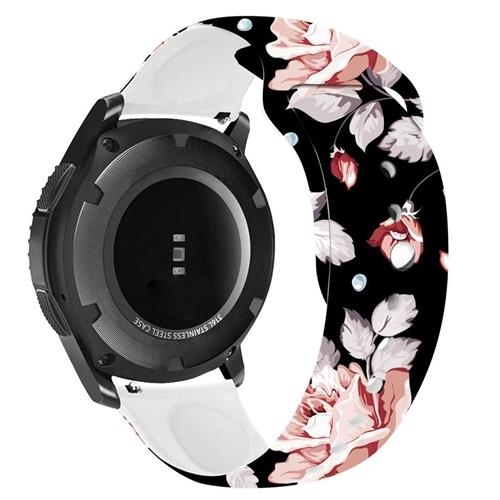 Univerzálny silikónový remienok RhinoTech Quick Release čierny s motívom kvetov 20 mm