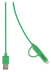 Valueline Synchronizační a nabíjecí kabel, zástrčka USB 2.0 A – zástrčka Micro B s přiloženým adaptérem Lightning, 1,00 m, zelený
