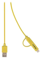Valueline Synchronizační a nabíjecí kabel, zástrčka USB 2.0 A – zástrčka Micro B s přiloženým adaptérem Lightning, 1,00 m, žlutý