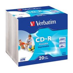 Verbatim CD-R PRINTABLE 700MB/80MIN 52x 20pack (slim)