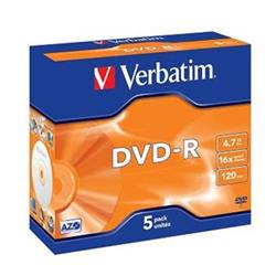 Verbatim DVD-R 16x, 4,7GB, 5 ks (Jewel)