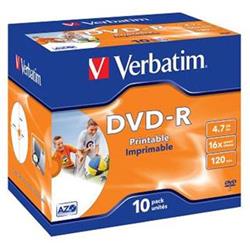 Verbatim DVD-R 4,7GB 16x Printable Jewel (10-pack)