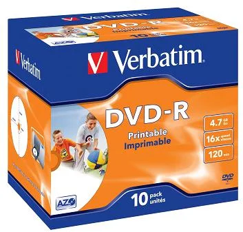Verbatim DVD-R Printable 16x, 4,7GB, 10 ks (Jewel)