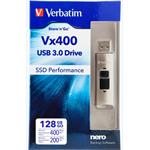 VERBATIM Flash Drive 128GB Store 'n' Go, SSD Vx400, USB 3.0, stříbrná
