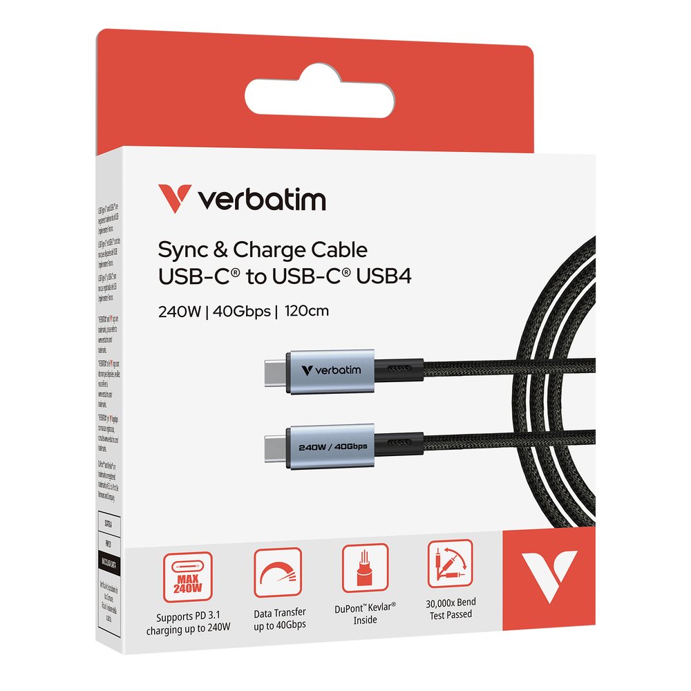 Verbatim USB-C->C kabel Sync & Charge 240W černý