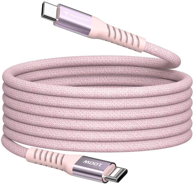 Verbatim USB-C->C magnetický kabel Sync & Charge 100W růžový