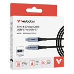 Verbatim USB-C->C Synchronizačný a nabíjací kábel s indikátorom napájania 100 W čierny
