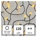 Vianočná reťaz LED, 12 m, vnútorná a vonkajšia, teplá biela, časovač