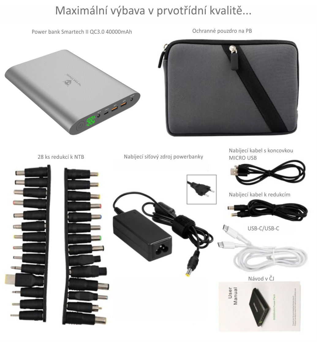 Viking Smartech II Quick Charge 3.0 40000mAh čierna VSMTII40B