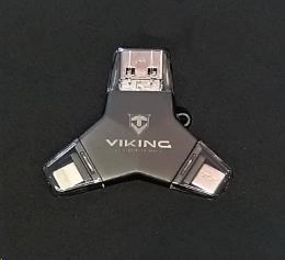 Viking USB Flash disk 3.0 4v1 s koncovkou Lightning/Micro USB/USB/USB-C, 64 GB, černá