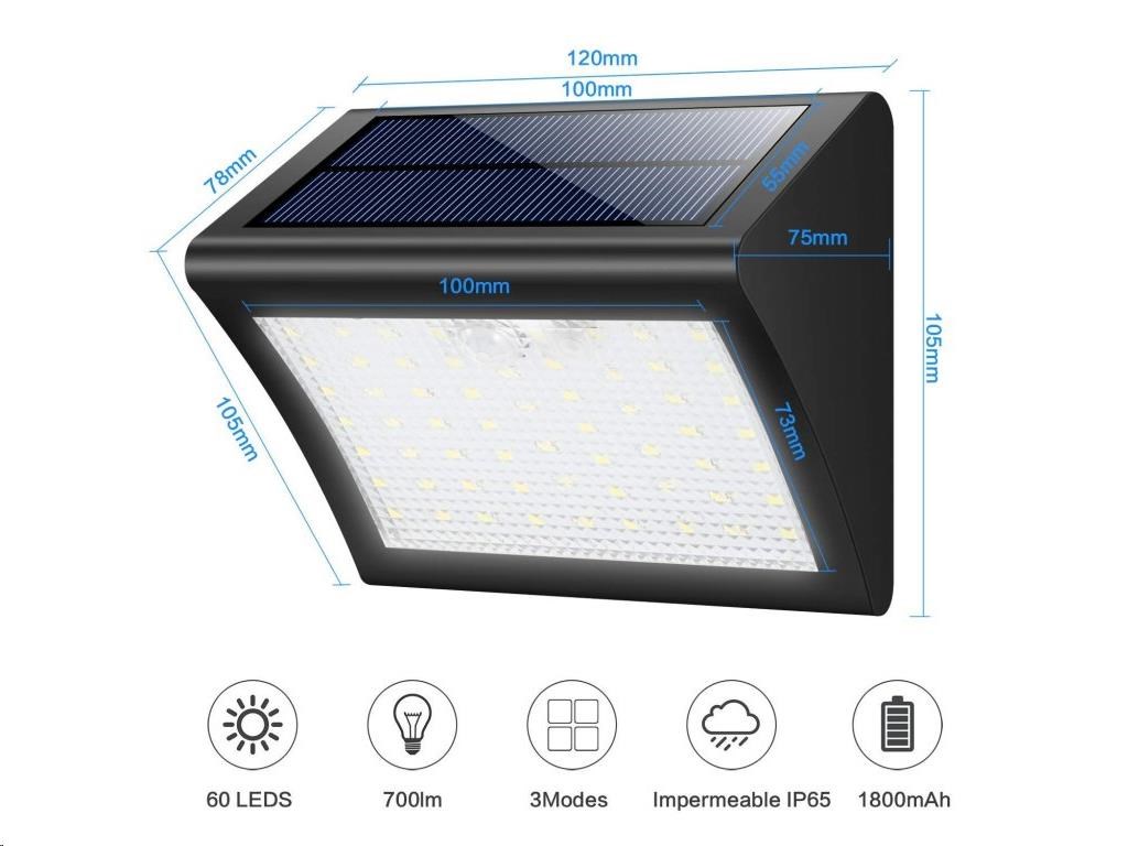 Viking venkovní solární LED světlo V60 s pohybovým senzorem