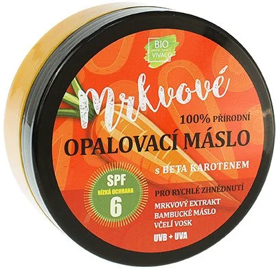 Vivaco 100% přírodní opalovací máslo s mrkvovým extraktem SPF 6