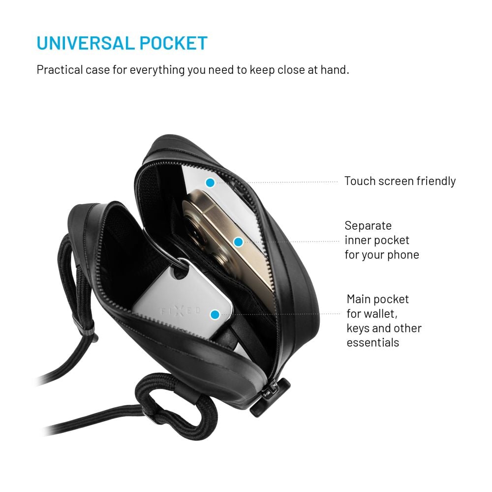 Voděodolné pouzdro na mobilní telefon FIXED Dry Case z hypalonu s certifikací IPX8, černé